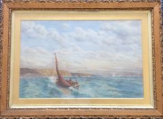 L R FLOOD: A gilt framed watercolour depicting boa