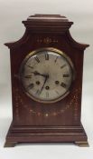 An attractive inlaid mahogany bracket clock with s