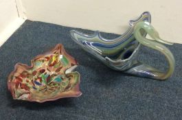 A Murano glass shallow dish together with a centre