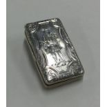 An attractive French hinged top vesta case decorat