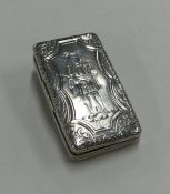 An attractive French hinged top vesta case decorat