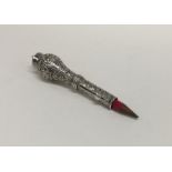 An unusual French silver extending pencil profusel