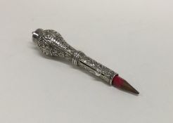 An unusual French silver extending pencil profusel