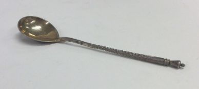 A Russian silver ice cream spoon with twisted stem