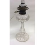 A good glass oil lamp base on spreading foot. Est.