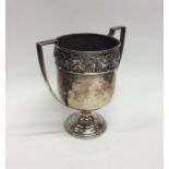 A heavy Georgian style two handled silver trophy c