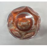 A French glass paperweight engraved with a dog. Es