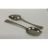 A pair of bright cut silver tablespoons with swirl