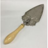 A good Victorian silver trowel with turned ivory h