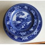 A collection of Wedgwood blue and white plates. Es