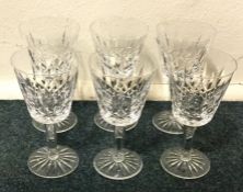 WATERFORD CRYSTAL: A set of six cut glasses on tap