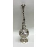 A large silver rosewater sprinkler decorated with