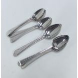 A set of four Georgian silver bright cut teaspoons