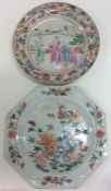Two Chinese plates decorated with flowers. Est. £2
