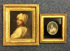 A gilt framed oil on canvas depicting a child, app