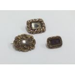 A group of three Antique mourning brooches. Approx