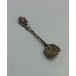 A good cast Victorian silver salt spoon mounted wi