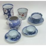 A collection of old cargo china, shallow dishes et