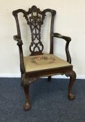 A Georgian style carver chair of Chippendale desig