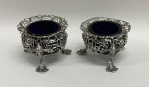 A pair of good quality cast silver salts decorated