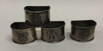 A set of four Indian silver napkin rings. Approx.