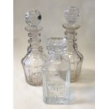 A pair of Georgian glass decanters together with o