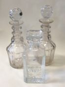 A pair of Georgian glass decanters together with o