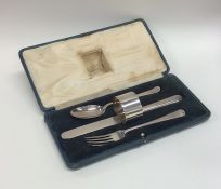 A good quality OE pattern cased four piece silver