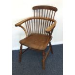 A stripped pine bow back kitchen chair. Est. £50 -