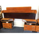 An unusual retro suede mounted bedroom suite with