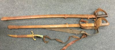 Two old swords together with an old knife. Est. £25 - £