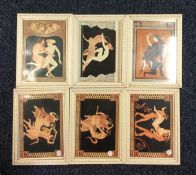 A set of six framed and glazed erotic prints of Gr