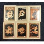 A set of six framed and glazed erotic prints of Gr