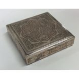 A square Persian silver hinged top box attractivel