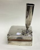 A silver cigarette box together with a spill vase.