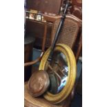 A gilt framed mirror together with a cane seated c