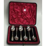 A cased set of six bright silver teaspoons. Sheffi