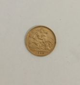 A 1906 half sovereign. Est. £80 - £120.