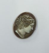 A Victorian hard stone cameo of a lady's head in r