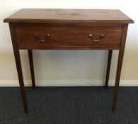 A Georgian mahogany singled drawer side table on r