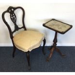 A Victorian upholstered bedroom chair together wit