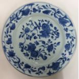 A Nanking Chinese blue and white plate with floral