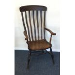 An Edwardian slat back kitchen chair. Est. £30 - £