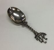 A Continental silver spoon mounted with a galleon.