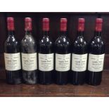 Six x 75 cl bottles of French red wine as follows: