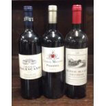 Three x 750 ml bottles of French red wines to incl