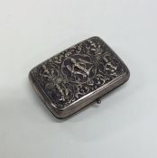 An Indian silver hinged top cigar case decorated w