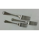 Three OE pattern silver forks. Various dates and m