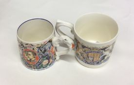 Two commemorative Coronation mugs for King E