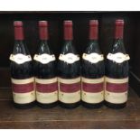Five x 75 cl bottles of French red wine as follows